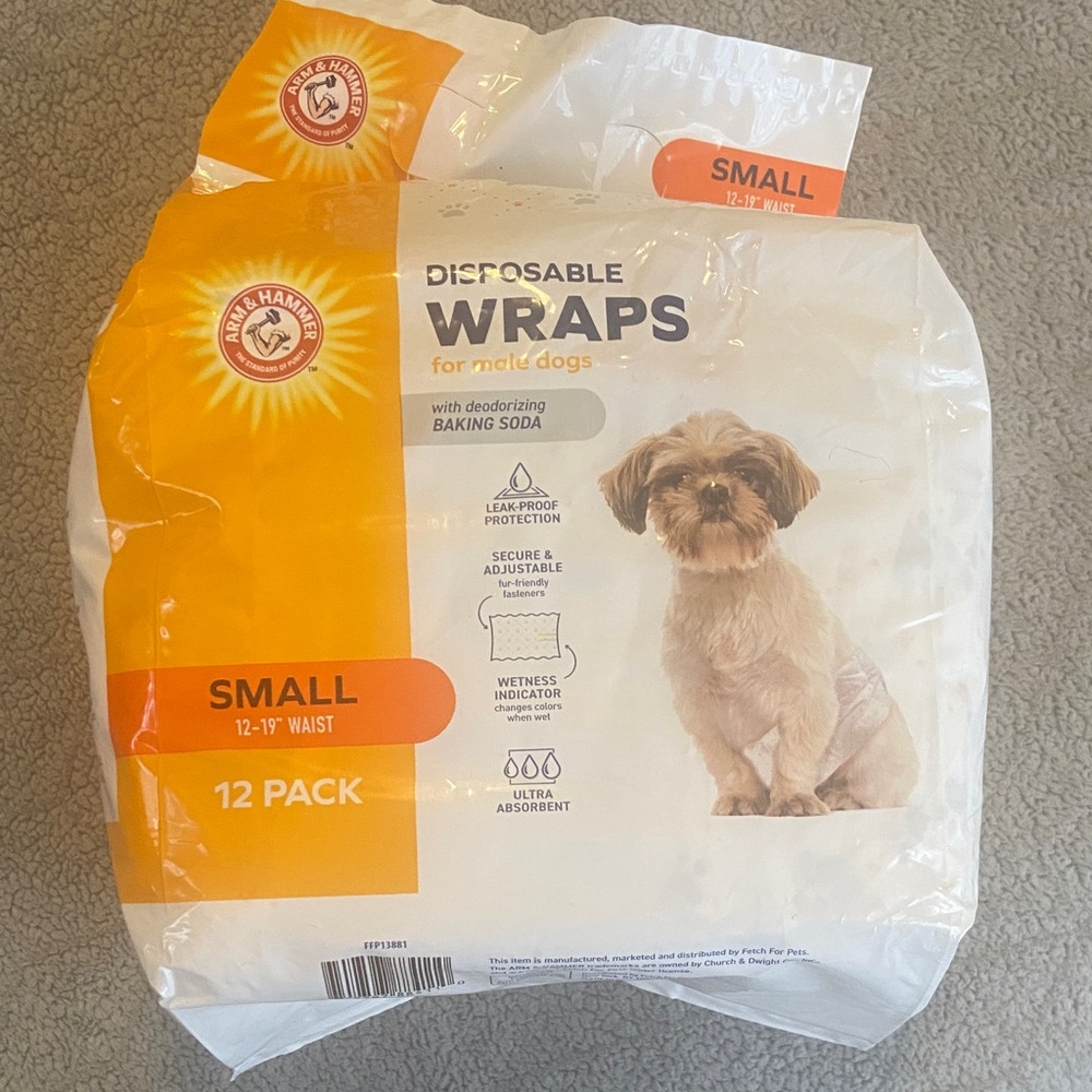 Disposable Wraps for Male Dogs - Small, Orange